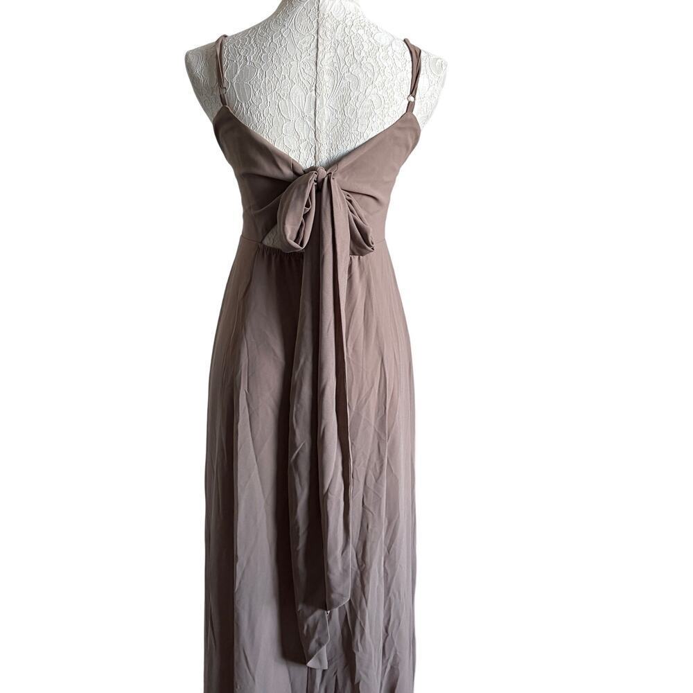 Show Me Your MuMu Lauren Tie Maxi Dress ~ Dune Chiffon Small coastal cowgirl - Picture 4 of 8